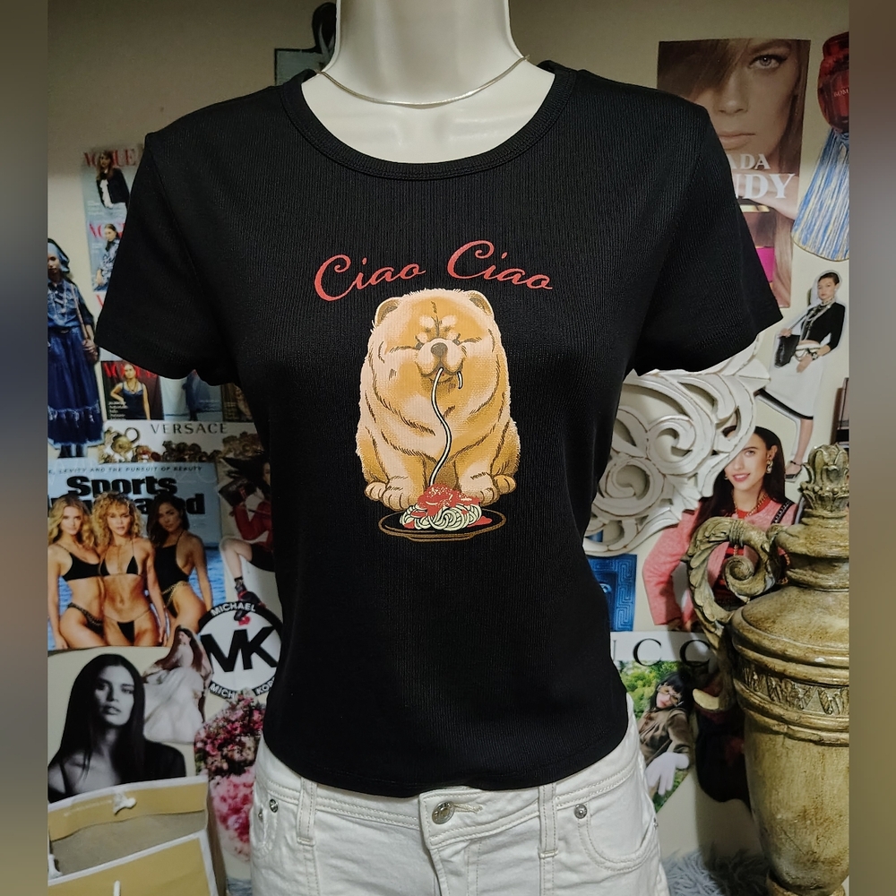 NWOT Black Chow Chow "Ciao Ciao" Graphic T-Shirt